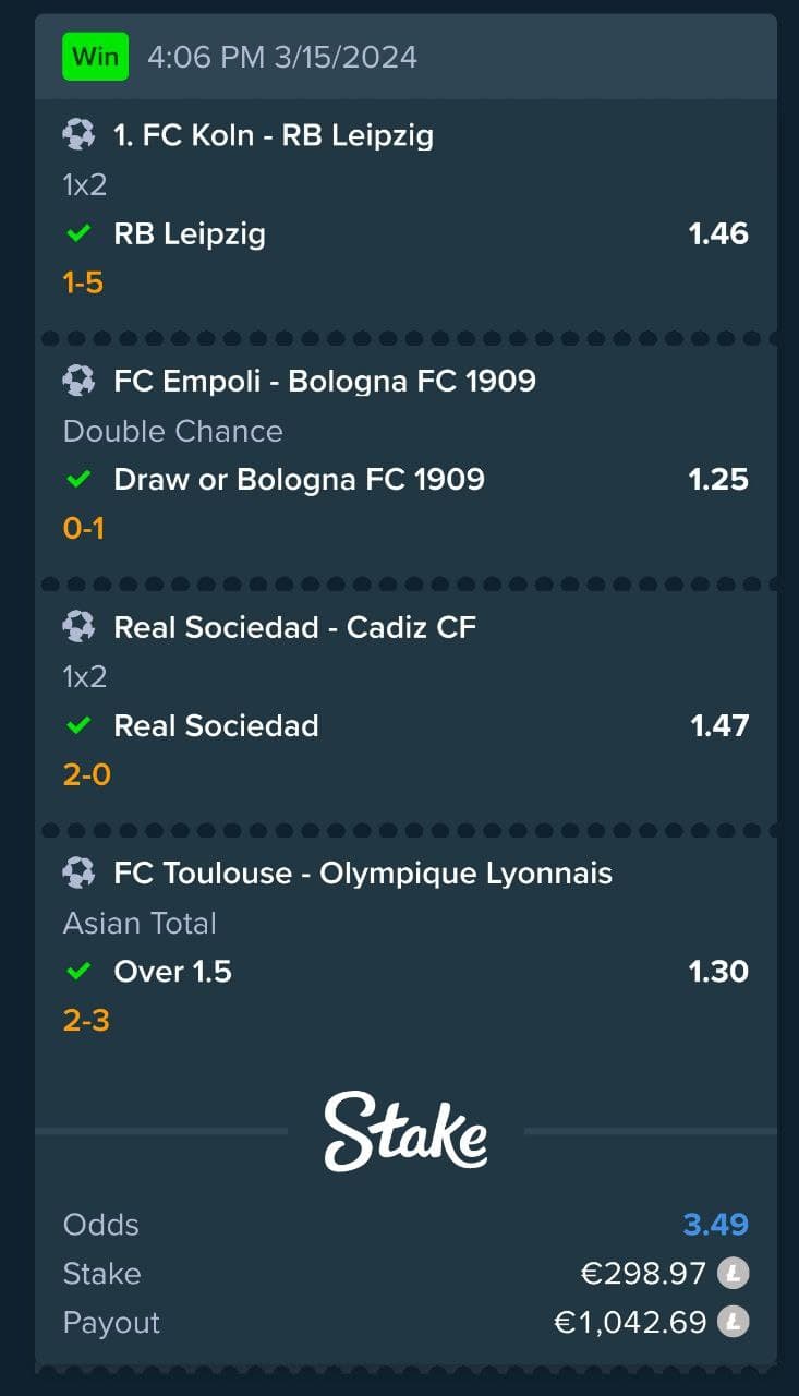 Winning Bet Slip #12