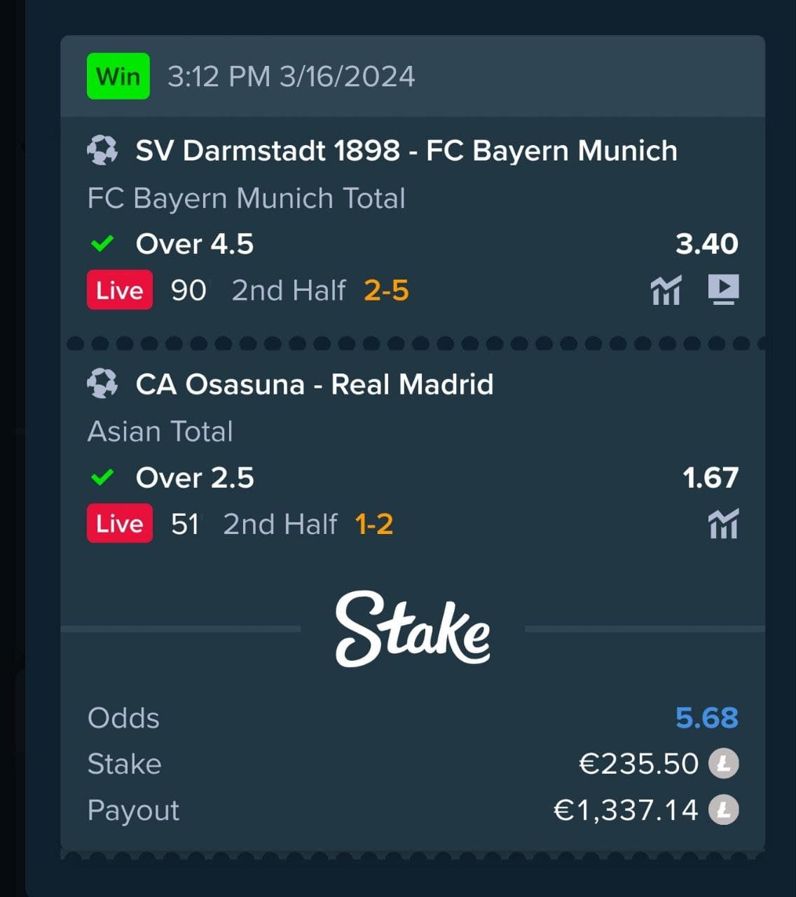 Winning Bet Slip #13