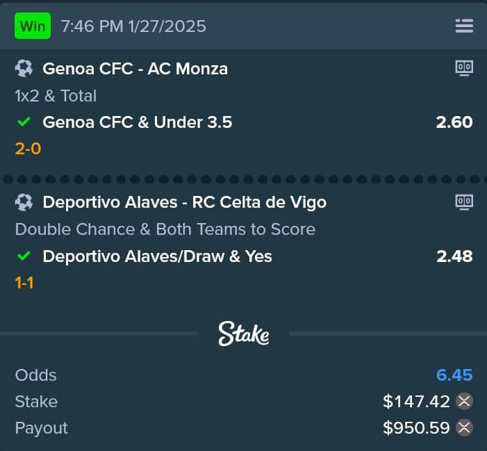 Winning Bet Slip #23
